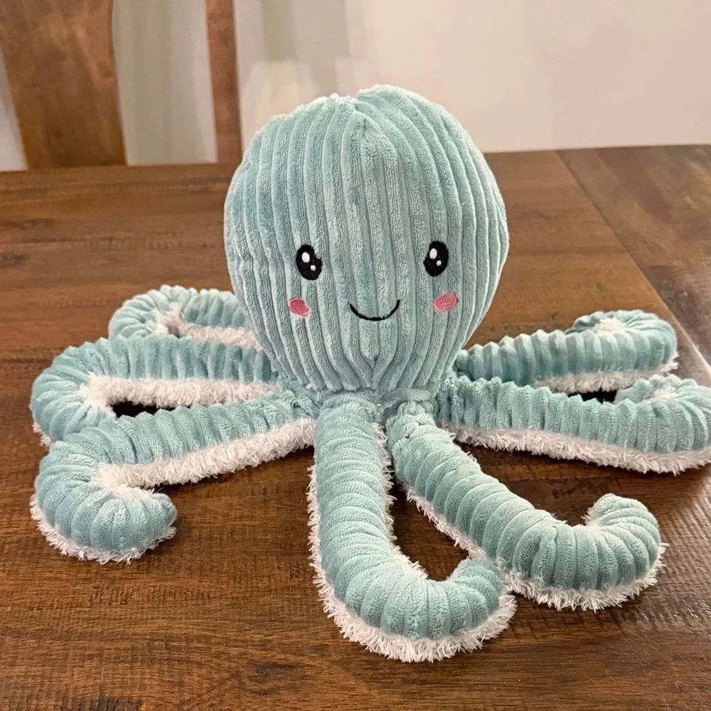 Spark Create Corduroy Plush Octopus Toy in Mint Green